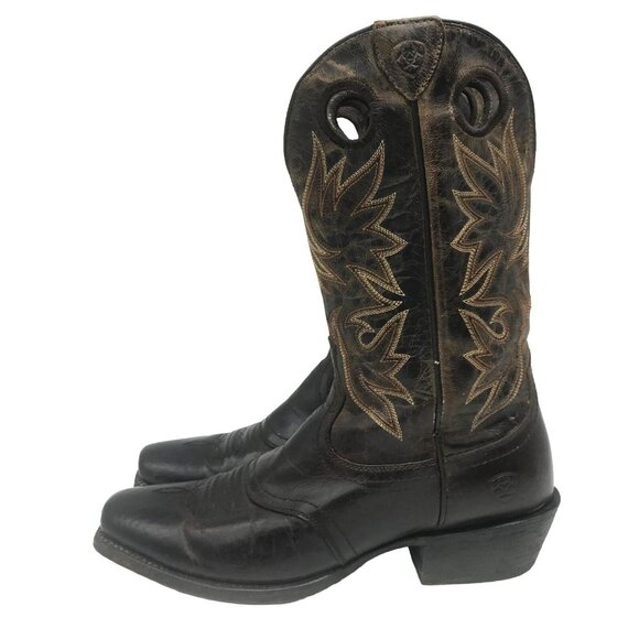 Ariat Circuit Striker Men 9/42 Square Toe Western Boot Brown Embroidered Leather - Picture 3 of 11